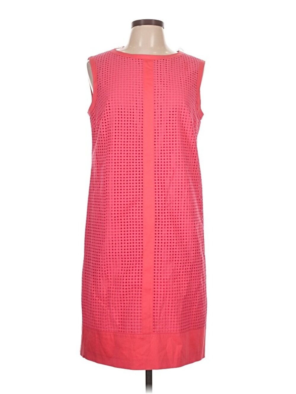 Basler Coral Pink Laser Cut Cotton Shift Dress EU 42 US 10 - Picture 3 of 8